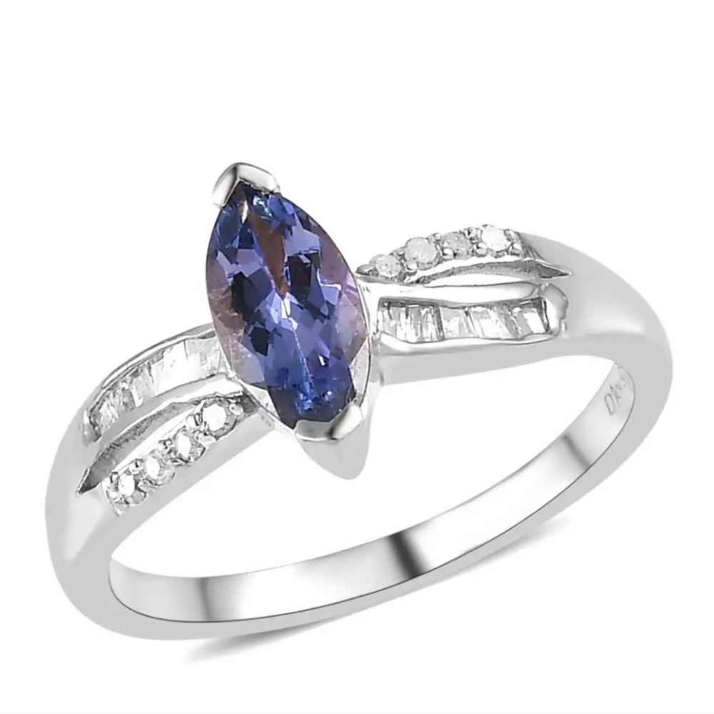 Genuine AAA Tanzanite & Diamond Ring Size 9!